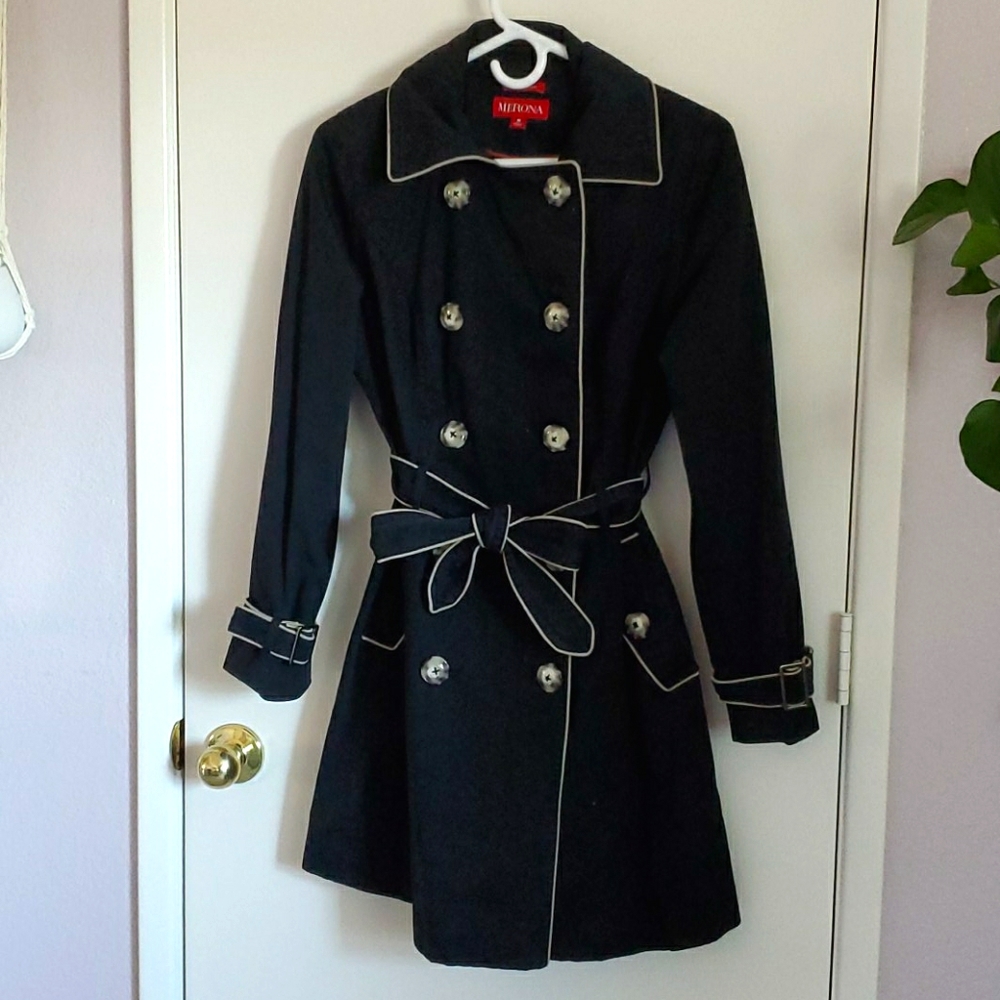 Black Double Breasted Water-Repellant Coat